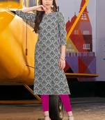 Dark Grey Rayon Printed Designer Kurti