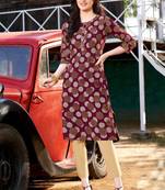 Maroon Rayon Printed Designer Kurti