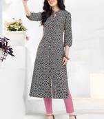 Black Rayon Printed Designer Kurti