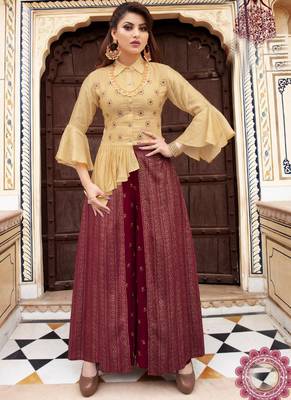 Yellow Reva Silk Party Wear Kurta 1