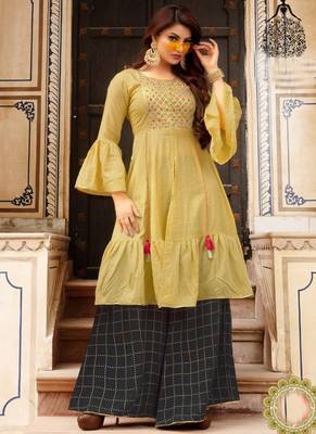 Yellow Reva Silk Party Wear Kurta 1