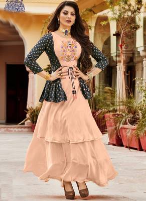 Cream Reva Silk Party Wear Kurta 1