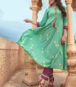 Sea Green Magenta Rayon Designer Fancy Kurta