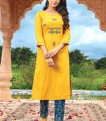Yellow Grey Rayon Designer Fancy Kurta