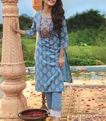 Grey Rayon Designer Embroidery Fancy Kurta