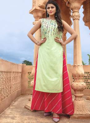 Lime Magenta Rayon Designer Fancy Kurta 1