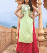 Lime Magenta Rayon Designer Fancy Kurta