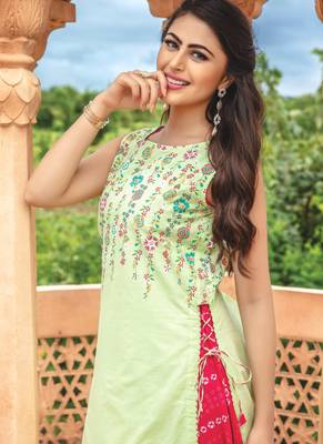 Lime Magenta Rayon Designer Fancy Kurta 2
