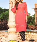 Peach Black Rayon Designer Fancy Kurta