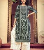 Black White Rayon Printed Kurta Palazzo