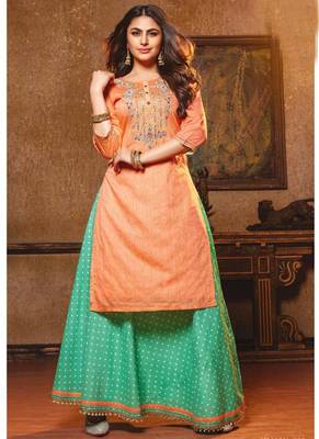 Peach Designer Party Wear Kurta Set 1