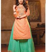 Peach Designer Party Wear Kurta Set