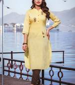 Yellow Embroidered Kurti Set