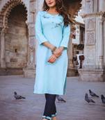 Skyblue Embroidered Kurti Set