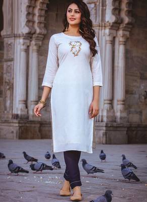 White Embroidered Kurti Set 1