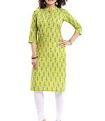 Green printed cotton cotton-kurtis