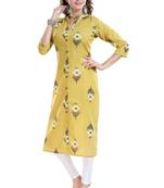 Yellow printed cotton cotton-kurtis