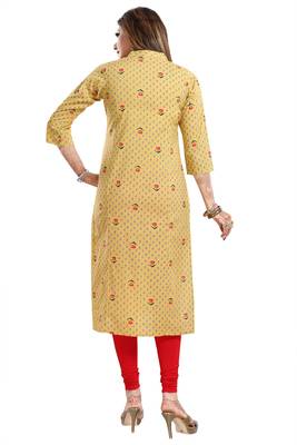 Beige printed cotton cotton-kurtis 2