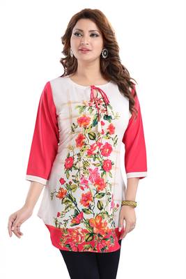 Multicolor printed crepe short-kurtis 1