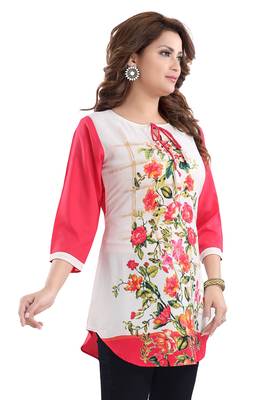 Multicolor printed crepe short-kurtis 3