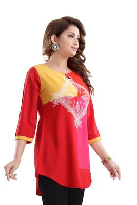 Multicolor printed crepe short-kurtis 3