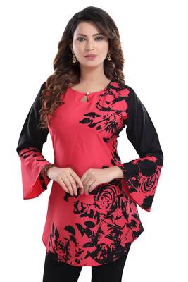 Multicolor printed crepe short-kurtis 1