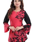 Multicolor printed crepe short-kurtis