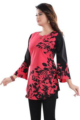 Multicolor printed crepe short-kurtis 3