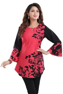 Multicolor printed crepe short-kurtis 4