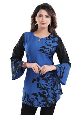 Multicolor printed crepe short-kurtis 1