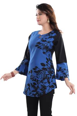 Multicolor printed crepe short-kurtis 3