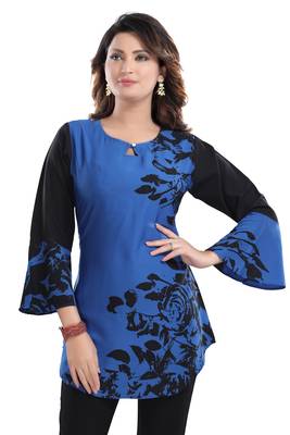 Multicolor printed crepe short-kurtis 4