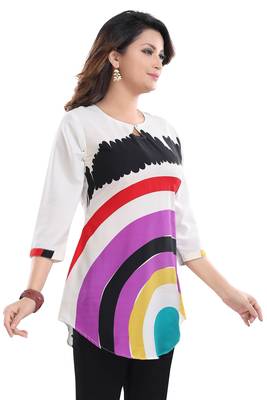 Multicolor printed crepe short-kurtis 3