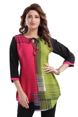 Multicolor printed crepe short-kurtis 1
