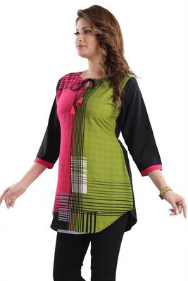 Multicolor printed crepe short-kurtis 3