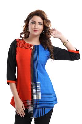 Multicolor printed crepe short-kurtis 1