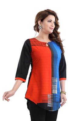 Multicolor printed crepe short-kurtis 3