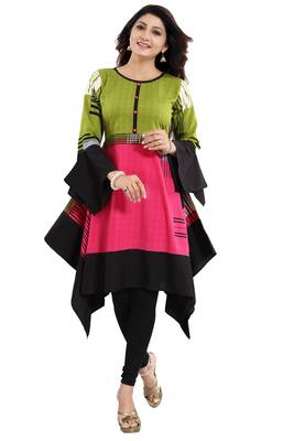 Multicolor printed crepe short-kurtis 1