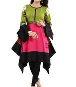 Multicolor printed crepe short-kurtis