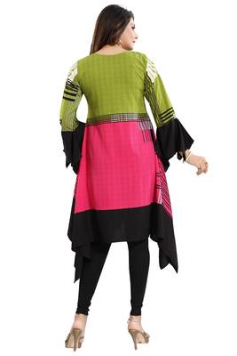 Multicolor printed crepe short-kurtis 2