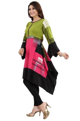Multicolor printed crepe short-kurtis 3