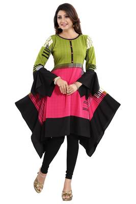 Multicolor printed crepe short-kurtis 4