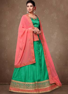 Aquamarine Embroidery Silk Party wear Lehenga 1