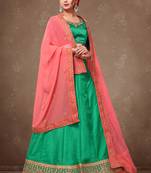 Aquamarine Embroidery Silk Party wear Lehenga