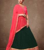 Dark Green Embroidery Silk Party wear Lehenga