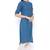 THIAB Womens Cotton Solid Straight Kurta (Teal Blue)