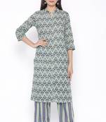 THIAB Womens Cotton Cambric Printed Straight Kurta Palazzo Set (Multi Color)