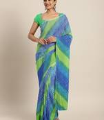 Shaily Women's Green & Blue Georgette Printed Saree