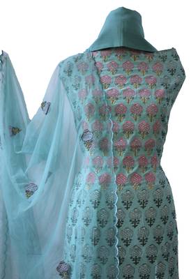 Soft Modal Sea Green Unstitched Suit 2