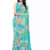 Aqua blue printed georgette saree with blouse